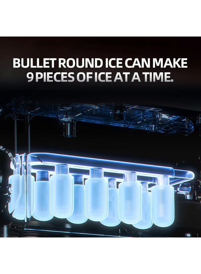 ماكينة صنع الثلج المحمولة - ثلج سريع في 6-8 دقائق، ماكينة صنع ثلج أوتوماتيكية توضع على سطح الطاولة للمنزل والمكتب والحفلات، صغيرة الحجم، سهلة الاستخدام والتنظيف - Image 3